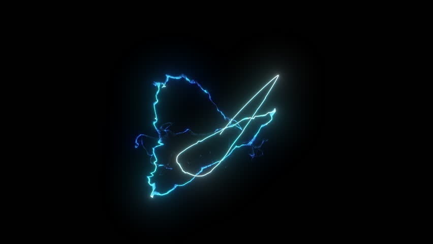 Abstract blue electricity bolts that dance around in looping motion - 4K, Pro Res, 60fps with mask pass