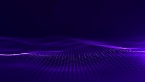 Flowing purple particle mesh wave on dark background, ideal for technology, AI, data flow, and futuristic digital design concepts. Motion background 4k - Powered by Shutterstock - Get 15% off with code: PIKWIZARD15