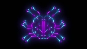 Artificial Intelligence Data Flow Visualization in Neon Lights. Neon Glowing Brain Circuit Board Technology Background .Digital brain concept displaying artificial intelligence and modern technology. - Powered by Shutterstock - Get 15% off with code: PIKWIZARD15