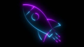 Neon light effect animation of a rocket icon on black background .Glowing neon rocket icon, space technology, business boost Colorful neon light glowing rocket icon isolated black background . - Powered by Shutterstock - Get 15% off with code: PIKWIZARD15