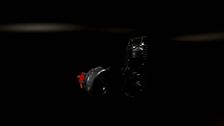 Electric vehicle motor and traditional piston engine displayed side by side comparison.