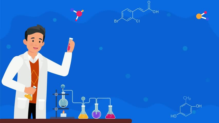 A chemist working in a motion graphics animation lab.