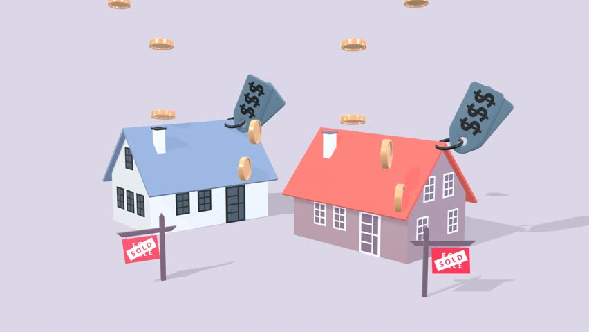 Animated Concept Illustrating Residential Property Sales, Home Buying, And Real Estate Investment. Perfect For Marketing, Presentations, Property Listings, And Real Estate Promotions.