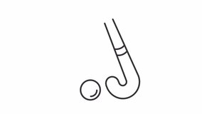Field hockey line animation. Grass hockey animated icon. Ball showing up. Hitting hockey stick. Sport equipment, active hobby. Outline element on white background. HD video with alpha channel - Powered by Shutterstock - Get 15% off with code: PIKWIZARD15