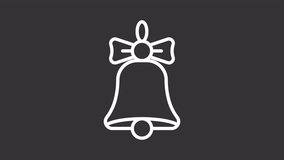 Christmas bell ui icon white line animation. Traditional winter season holiday accessory. Festive mood. Ringbell with bow animated user interface element on dark background. Transparent HD video - Powered by Shutterstock - Get 15% off with code: PIKWIZARD15