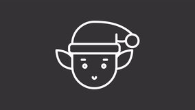 Christmas elf ui icon white line animation. Magic Santa helper. Traditions of Christmas holiday celebration. Xmas fairy animated user interface element on dark background. Transparent HD video - Powered by Shutterstock - Get 15% off with code: PIKWIZARD15