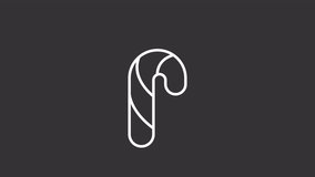 Candy cane ui icon white line animation. Holiday snack. Sugar treat associated with Christmastide and Saint Nicholas day animated user interface element on dark background. Transparent HD video - Powered by Shutterstock - Get 15% off with code: PIKWIZARD15