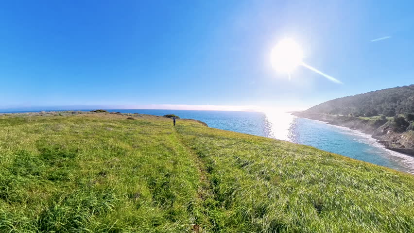 Hiking Toward Blue Waters of the Pacific Ocean in Channel Islands National Park