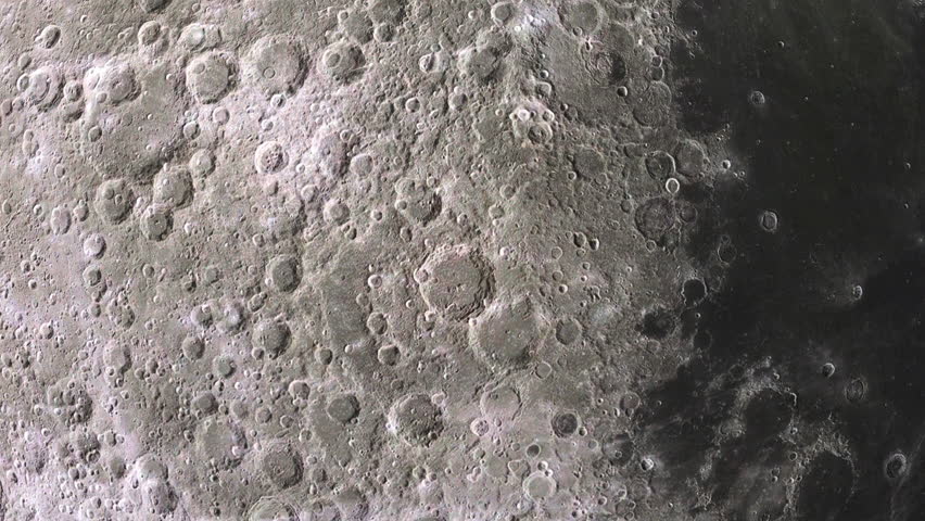 Close Up View of Lunar Moon Surface as Camera Moves Across Showing Different Textural Surface with Impact Craters. Science Astronomy. ProRes.