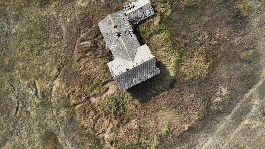 Drone above old abandoned house