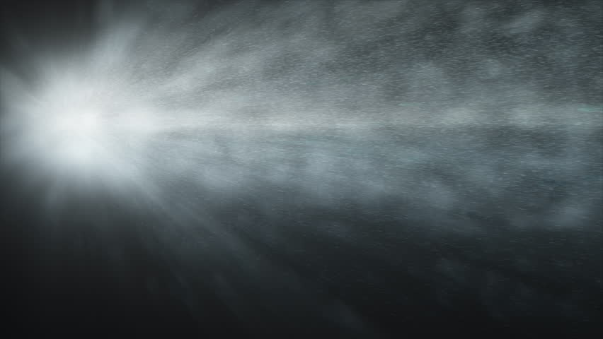 Abstract Comet in Deep Space with Ice Debris Particles Flying Off on Black Background. Bright Center of Object Hurtling Through Galaxy. 3D Animation Rendering of 3i Atlas.