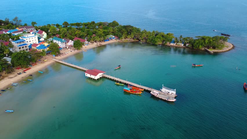 Cambodia beautiful tropical island Southeast Asia Koh Rong Samloem, aerial drone