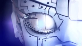 Robot Eye digital interface Technology Futuristic Data in Eye Holographic Macro Animations, Program Codes Charts. Cyborg, Augmented or Virtual Reality. eye. vision or artificial intelligence - Powered by Shutterstock - Get 15% off with code: PIKWIZARD15