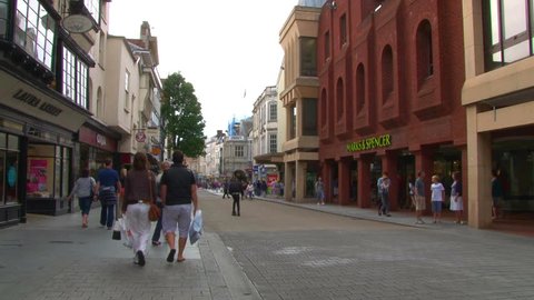 EXETER, UK - SEPTEMBER 2012 -The busy city centre of Exeter in the English county of Devon.