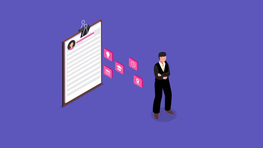 Resume and Job Candidate Profile Evaluation 3d animation cartoon