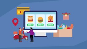 Online Food Ordering and Delivery Service with Drone cartoon animation - Powered by Shutterstock - Get 15% off with code: PIKWIZARD15