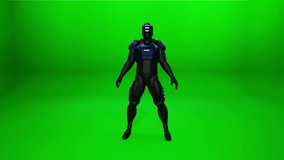 photorealistic 3D CGI character in a black tactical suit and futuristic armor, performing a dynamic dance sequence on a green screen. - Powered by Shutterstock - Get 15% off with code: PIKWIZARD15