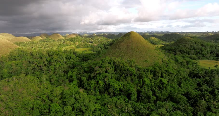Dramatic Sunset Light on the Chocolate Hills of Bohol, Philippines