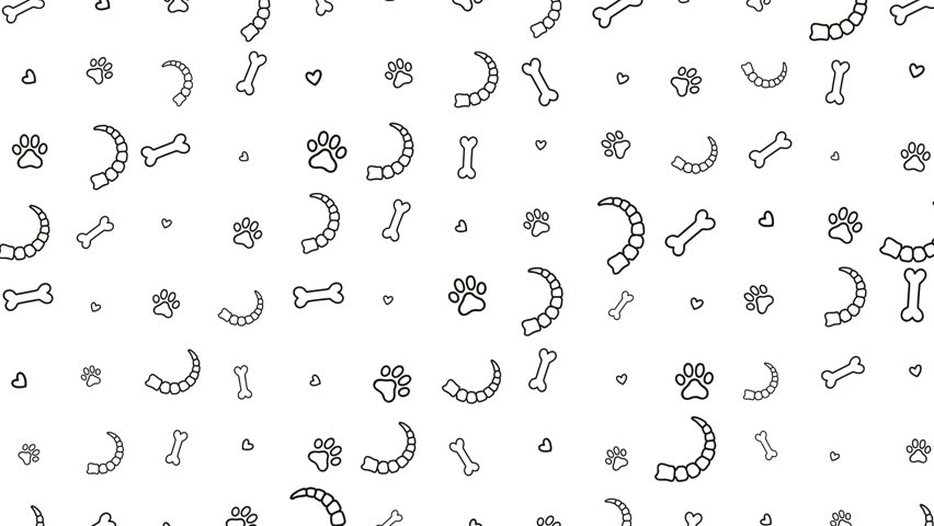 A playful dog background with paw prints, bones and hearts in a seamless, cute, modern design perfect for pet businesses, veterinary clinics, or pet product branding.