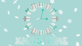Horizontal Christmas New Year winter snowflake countdown clock midnight loop animation wreath gift turquoise white silver ribbon bow festive magic sparkle glowing ornament 3D layout sale discount - Powered by Shutterstock - Get 15% off with code: PIKWIZARD15