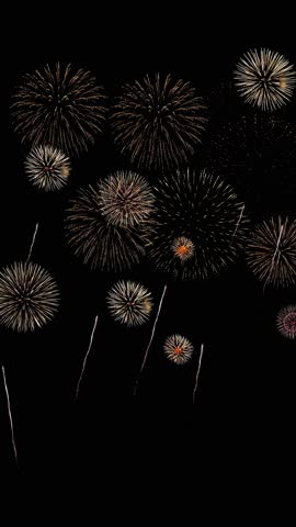 4K New year's eve 2025 2026 fireworks celebration Spectacular nighttime fireworks display bursts, golden glitter a night sky filled fireworks display birthday Holiday Party, celebrations, Invitation