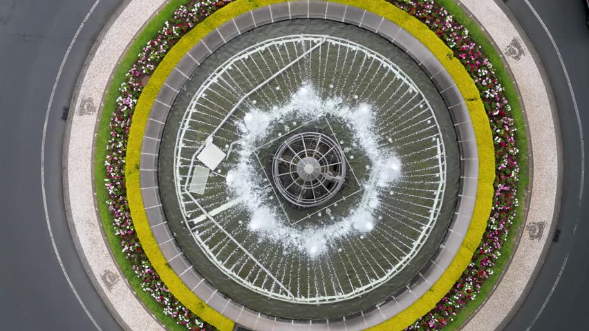 Rotunda do Infante Fountain on roundabout in Funchal city, capital of Madeira Island, Portugal