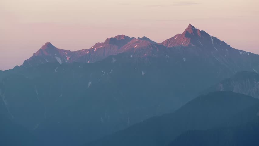 Mount Yari and Mount Hotaka seen from Harinoki Pass