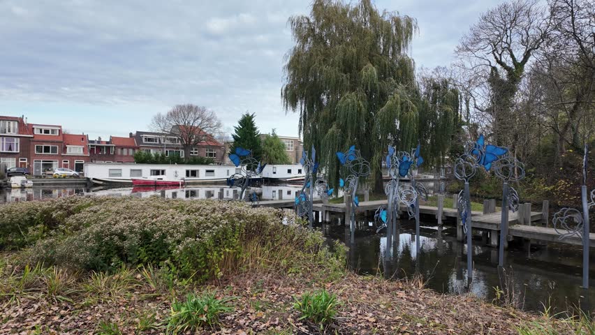 Leiden Canal View in the Netherlands