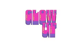 Animated word glow up in dynamic vaporwave typography. Positive transformation. Gen z makeover lingo. Smooth text animation with layered shadows sliding up and down. Retro wave motion graphics - Powered by Shutterstock - Get 15% off with code: PIKWIZARD15