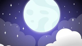 Santa Claus And Elf Flying In Christmas Sleigh With Reindeer In Front Of Full Moon – 4K Animation Video Motion Graphics With Sky Background - Powered by Shutterstock - Get 15% off with code: PIKWIZARD15