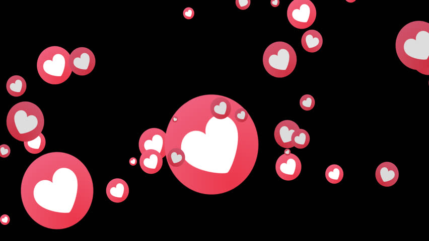 Particle heart icon transition. Social media like fountain. Wipe from bottom, top and sides, plus a center explosion. Love reaction stream. Intro, outro, switch over, and reveals. 4K MOV with alpha
