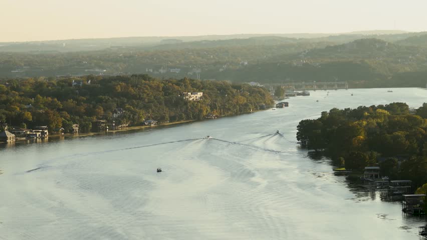 Lake Austin Boat Wake From Mount Bonnell Hill Country Overlook