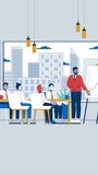 Diverse team clapping to company growth presentation cartoon vertical animation. Corporate boardroom flipchart with executive and employees animated flat 2D characters 4K video for social media reels - Powered by Shutterstock - Get 15% off with code: PIKWIZARD15