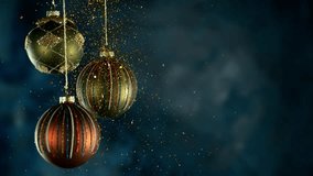 Christmas Decoration with Colored Shiny Balls and Glitters. Slow Motion Footage. Filmed on High Speed Cinema Camera, 1000 fps - Powered by Shutterstock - Get 15% off with code: PIKWIZARD15