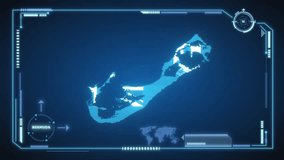Futuristic Digital Bermuda map HUD animation, global network cyber technology, E-government, Country Map, Politics, Travel, News, and Sports Events - Powered by Shutterstock - Get 15% off with code: PIKWIZARD15