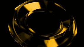 Metallic golden torus rotating dynamically, smoothly changing orientation against stark black background, highlighting geometric precision and sleek design elegance - Powered by Shutterstock - Get 15% off with code: PIKWIZARD15