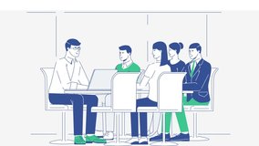 Business Meeting Animated 2D, Team Collaboration in Office, Modern Workplace Brainstorming, Professional People Working Together - Powered by Shutterstock - Get 15% off with code: PIKWIZARD15