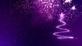 A bright glowing spiral Christmas tree with a shining star and sparkling fireworks on a purple night sky, ideal for festive holiday visuals. - Powered by Shutterstock - Get 15% off with code: PIKWIZARD15