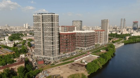 Drone Flight over New Urban Development near