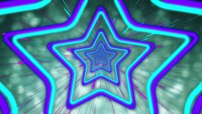 On play nested 5-pointed stars pulsing, rotating as radial streaks sweeping, creating hypnotic loop. Neon, tunnel, kaleidoscope, concentric, glow, motion, depth - Powered by Shutterstock - Get 15% off with code: PIKWIZARD15