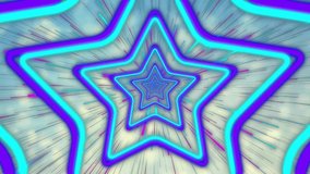 Neon star tunnel emitting black balloons, emitter spawning groups drifting forward for depth. Spheres, floating, glossy, dark, rings, concentric, glowing - Powered by Shutterstock - Get 15% off with code: PIKWIZARD15