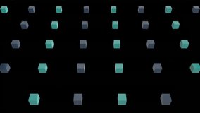 Camera pushing forward, teal cubes drifting and gray triangles entering, rotating, creating depth. Geometry, parallax, starfield, particles, abstract, lensflare, volumetric - Powered by Shutterstock - Get 15% off with code: PIKWIZARD15
