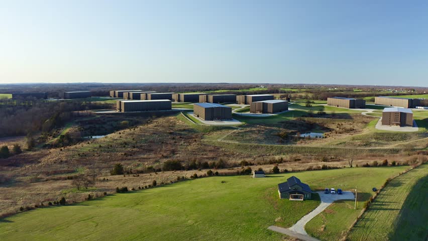 Aerial view of the bourbon storage facility of Heaven Hill Distillery in Bardstown, Kentucky