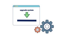 2D Computer System Upgrade Animation with Download Icon, Progress Bar, and Gears Software Installation Concept, Program Update, Digital Technology Development, and System Performance Improvement - Powered by Shutterstock - Get 15% off with code: PIKWIZARD15