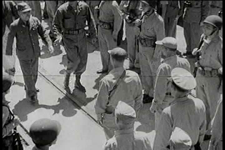 1940s - The formal surrender of Japan in World War Two aboard the USS Missouri (silent).