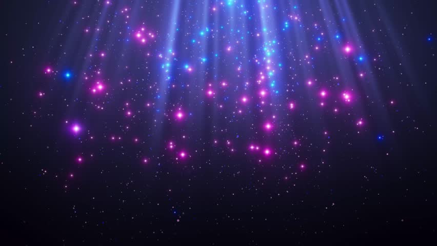 Animation Purple background with rays and sparkles on black background. Loop