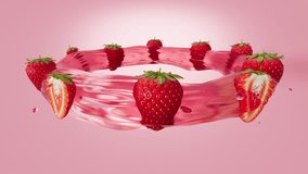 3D rendering of Fresh Strawberries Floating in Pink Liquid Splash Ring on Pastel Background
 - Powered by Shutterstock - Get 15% off with code: PIKWIZARD15