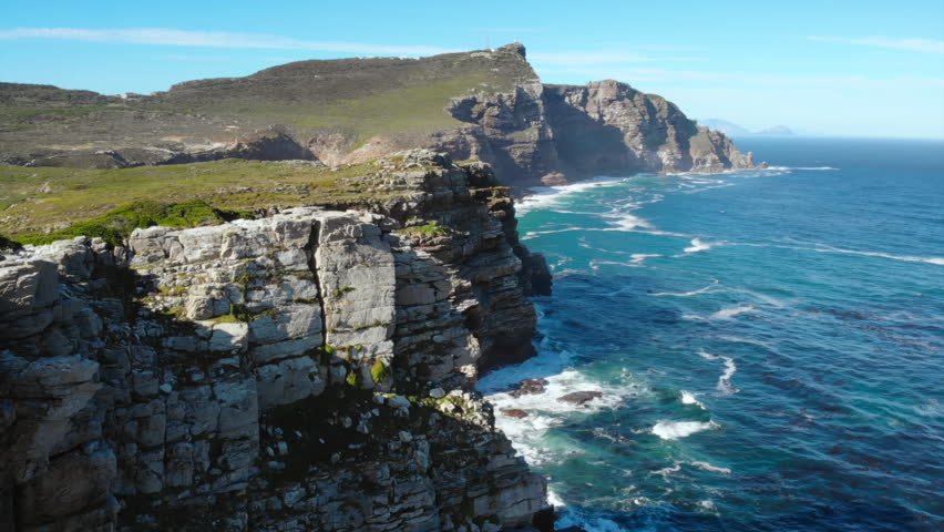 Rocky cliffs of cape point south africa coastline. Media