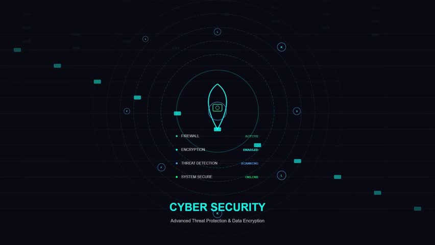 Abstract technology background vector illustration with a futuristic digital interface and blue network data circles. - Powered by Shutterstock - Get 15% off with code: PIKWIZARD15