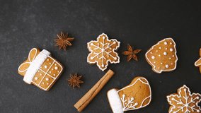 Gingerbread cookies star anise cinnamon stick winter shapes dark backdrop festive sweets - Powered by Shutterstock - Get 15% off with code: PIKWIZARD15